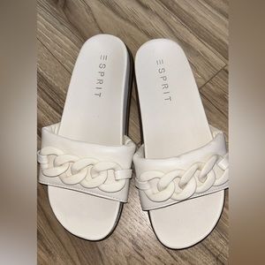 SPIRIT white vegan leather slides